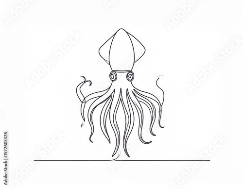 Ink Drawing Of A Squid