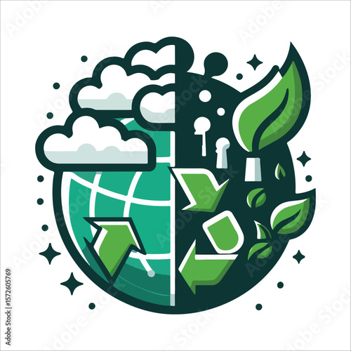 Climate Change Awareness Concept – Save Earth, Fight Pollution, Promote Sustainability