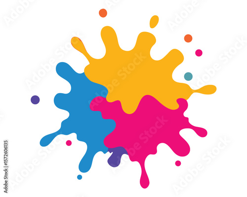 Vibrant Color Splashes: A dynamic composition of vividly colored paint splashes intertwining to create a visual symphony of creativity and expression. Ai Generated