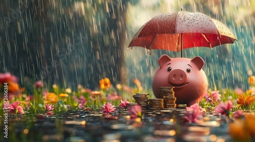 Piggy Bank Savings Protected from Rain