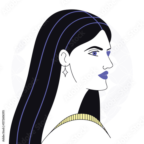 Elegant Woman Profile with Geometric Design