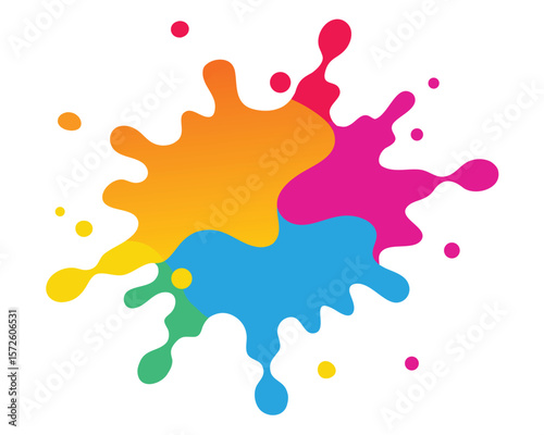 Splashes of Color: A vibrant explosion of colorful paint splatters. Expressive, eye-catching, and bursting with creativity. Ai Generated