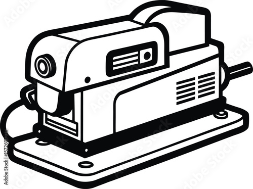 Belt Sander Side View Black Line Art Vector on White