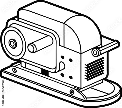 Belt Sander Outline Drawing Vector Black on White
