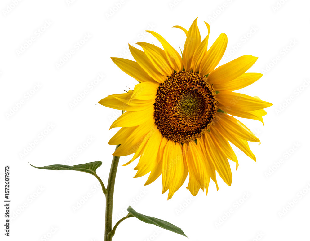 Fototapeta premium Single Withered Sunflower with Drooping Petals, Isolated on a Transparent Background”