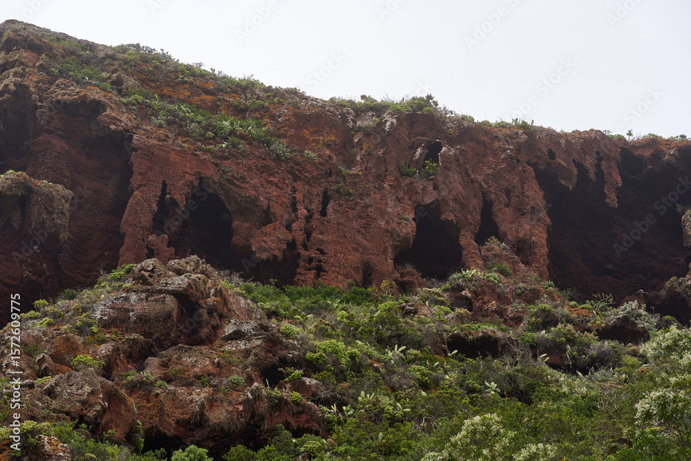 Fototapeta premium Volcanic cave and basalt rock