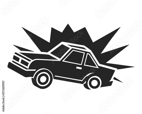 Car Crash silhouette vector illustration