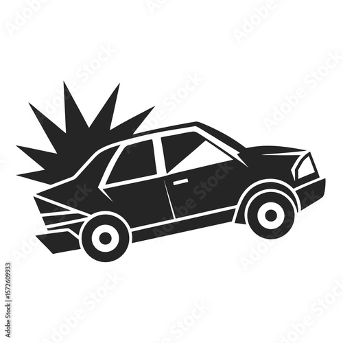 Car Crash silhouette vector illustration