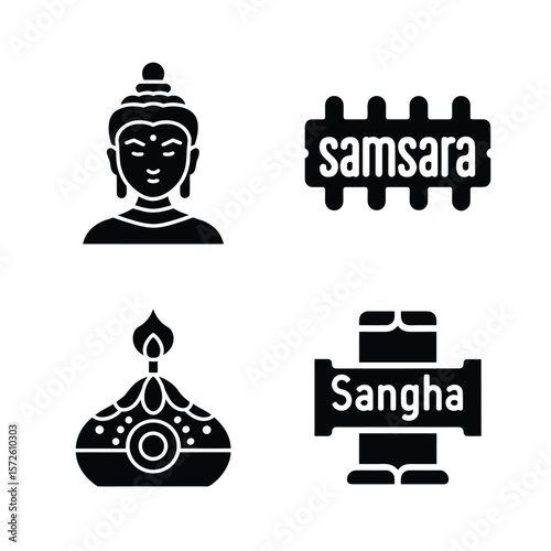Buddhist symbols and words Samsara Sangha buddhism