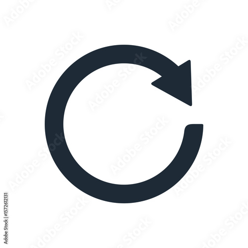 Arrow movement icon.Rotation black circle.  Vector linear illustration isolated on white background.