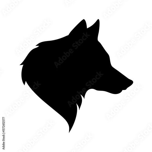 Wolf Side Profile Silhouette – Black Vector Animal Icon Design