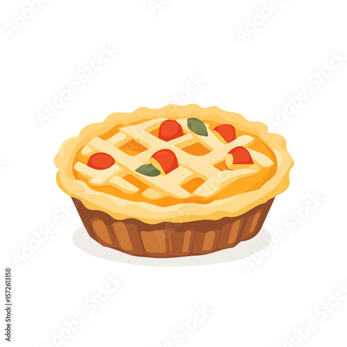 My Simple flat 2D illustration of a apple and berry pie isolated on a white background, vector 2D design, icon, flat 2d illustration art, Eps painting, Vector set