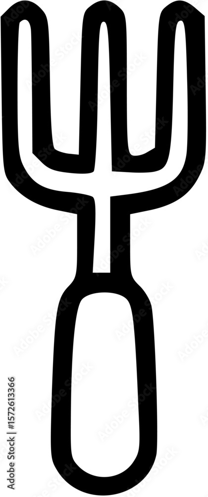 Simple Black Outline of a Garden Fork Tool for Gardening Simple Black Outline of a Garden Fork Tool for Gardening