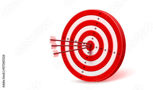 Target and arrow, 3d object on white background. Vector illustration