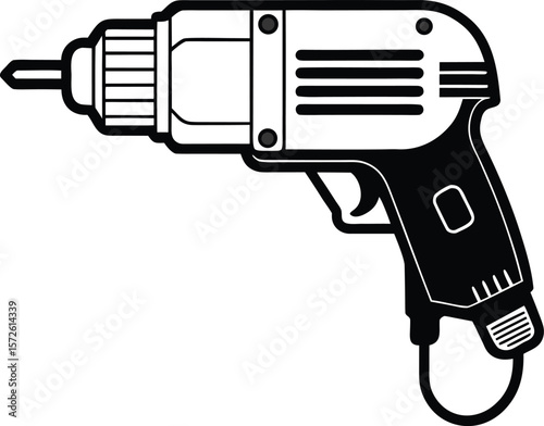 Black Vector Outline of Oscillating Multi Tool with Blade