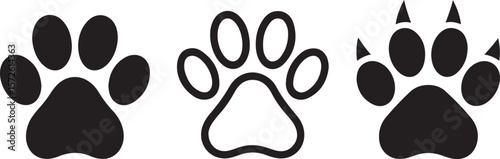 Collection of diverse paw print icons for animal lovers and pet businesses