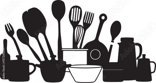 vector set of kitchen utensils