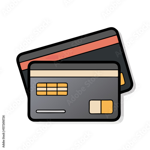 Minimalist Credit Card Icon – Overlapping Credit Cards in Flat Modern Style