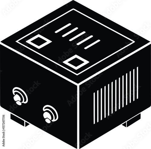 Power Supply Vector Black Silhouette Illustration