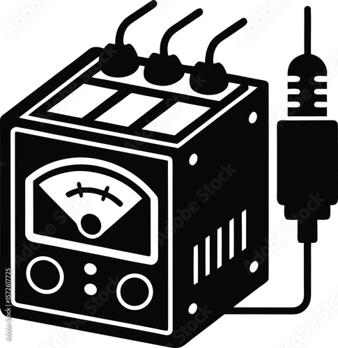 Power Tester Vector Black Silhouette Illustration