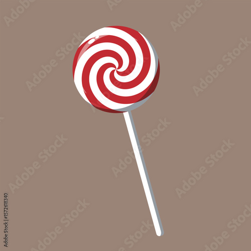 Vector illustration of candy. New Year's bright striped lollipop o a stick.