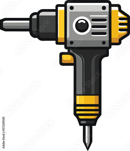 Realistic Demolition Hammer Tool with Fine Line Details