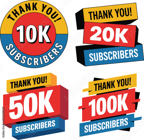 Thank you subscribers vector bundle celebrating milestones for social media growth success