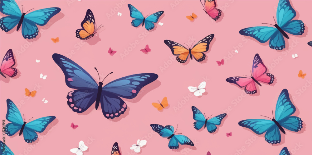 Seamless pattern with colorful flying butterflies, a beautiful insect nature vector illustration Seamless pattern with colorful flying butterflies, a beautiful insect nature vector illustration