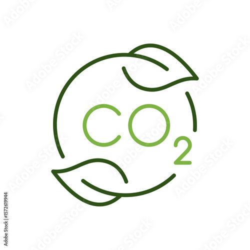 Co2 icon. Symbol of carbon emissions and environmental impact. Vector illustration. Editable stroke.