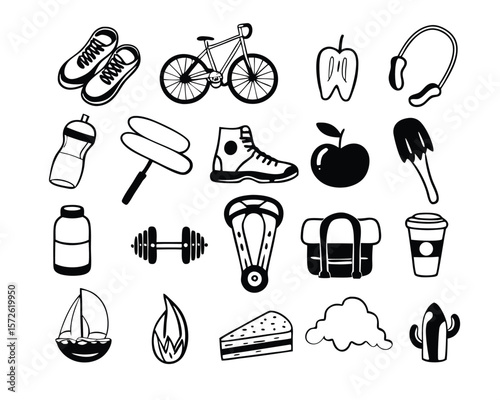 Comprehensive icon set for various lifestyle themes including business travel food technology and everyday activities designed with a clean and modern aesthetic for diverse applications