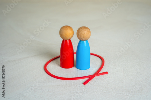 Two opponents are outlined with a red line. Find a solution through cooperation. The last one takes all. Power struggles, competition outcomes, or the stakes in diplomatic or corporate face-offs.