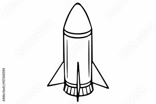 Minimalist Black Line Drawing Rocket Spacecraft spaceship