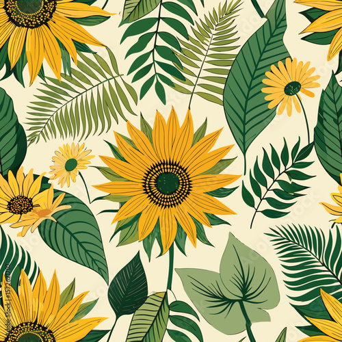 Seamless vector floral design with overs 3