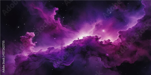 Abstract, colorful cloudscape with dramatic blue and purple light