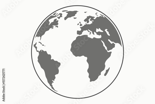Simple Gray Globe Minimalist Drawing on White world
