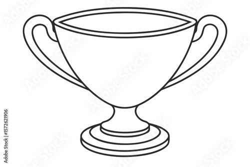Simple Line Art Trophy Cup Black Outline on White award
