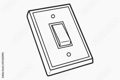 Simple Line Drawing of a White Light Switch on a White Background