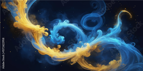 Abstract fractal background with swirling blue light and smooth, glowing energy curves