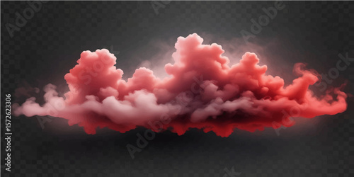 Abstract red and white smoke billows like a vibrant, fiery cloudscape against a dark background, evoking a dramatic atmosphere