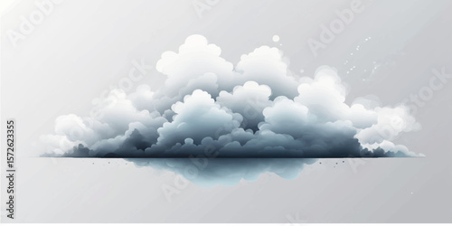 Bright, fluffy white clouds drift across a beautiful blue summer sky, creating a serene natural cloudscape