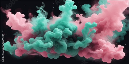 Abstract watercolor background of red and blue, resembling an ethereal sky with smoky clouds and an explosion of color