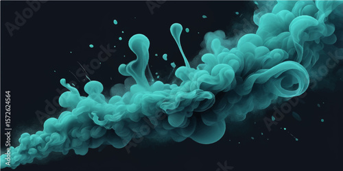 Abstract blue background illustration of DNA with a luminous jellyfish swimming in the deep ocean