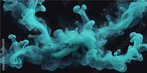 Yellow jellyfish gracefully flowing through blue water with a smoky, swirling light and soft, abstract texture