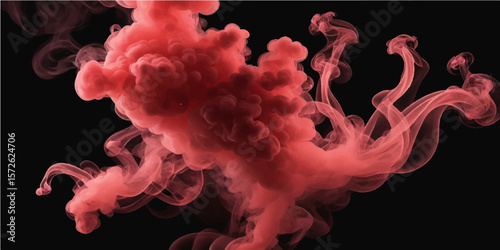 Red blood cells and jellyfish-like forms create a fiery explosion of color against a dark, smoke background