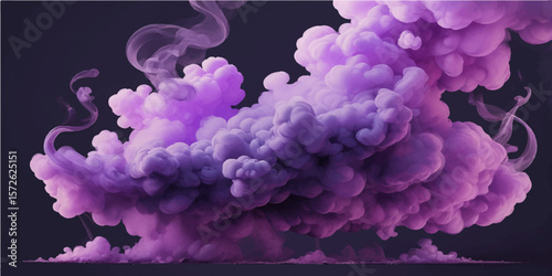 Abstract purple and blue smoke patterns blossom like floral clouds in the spring sky