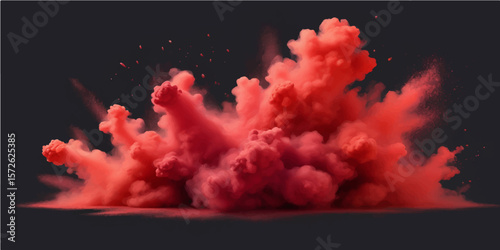 Abstract red fire and smoke explosion in the sky with clouds