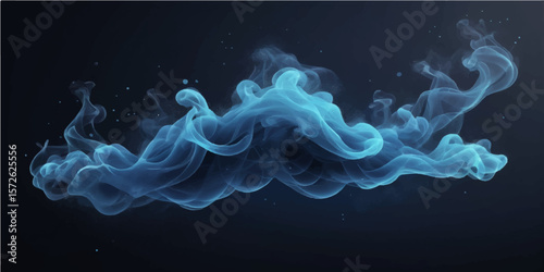 Blue jellyfish gracefully flow in dark water, their smooth curves and vibrant colors creating an artistic, swirling pattern against a black background