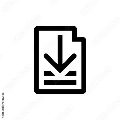Minimalist document icon with a bold downward arrow and lines, symbolizing data compression, submission, or download of financial information.