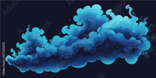 Abstract blue background of a seamless ocean cloudscape with light and smoke