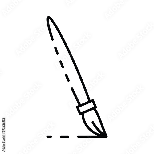 A minimalist line drawing of a paintbrush with a partial outline suggesting artistic action
